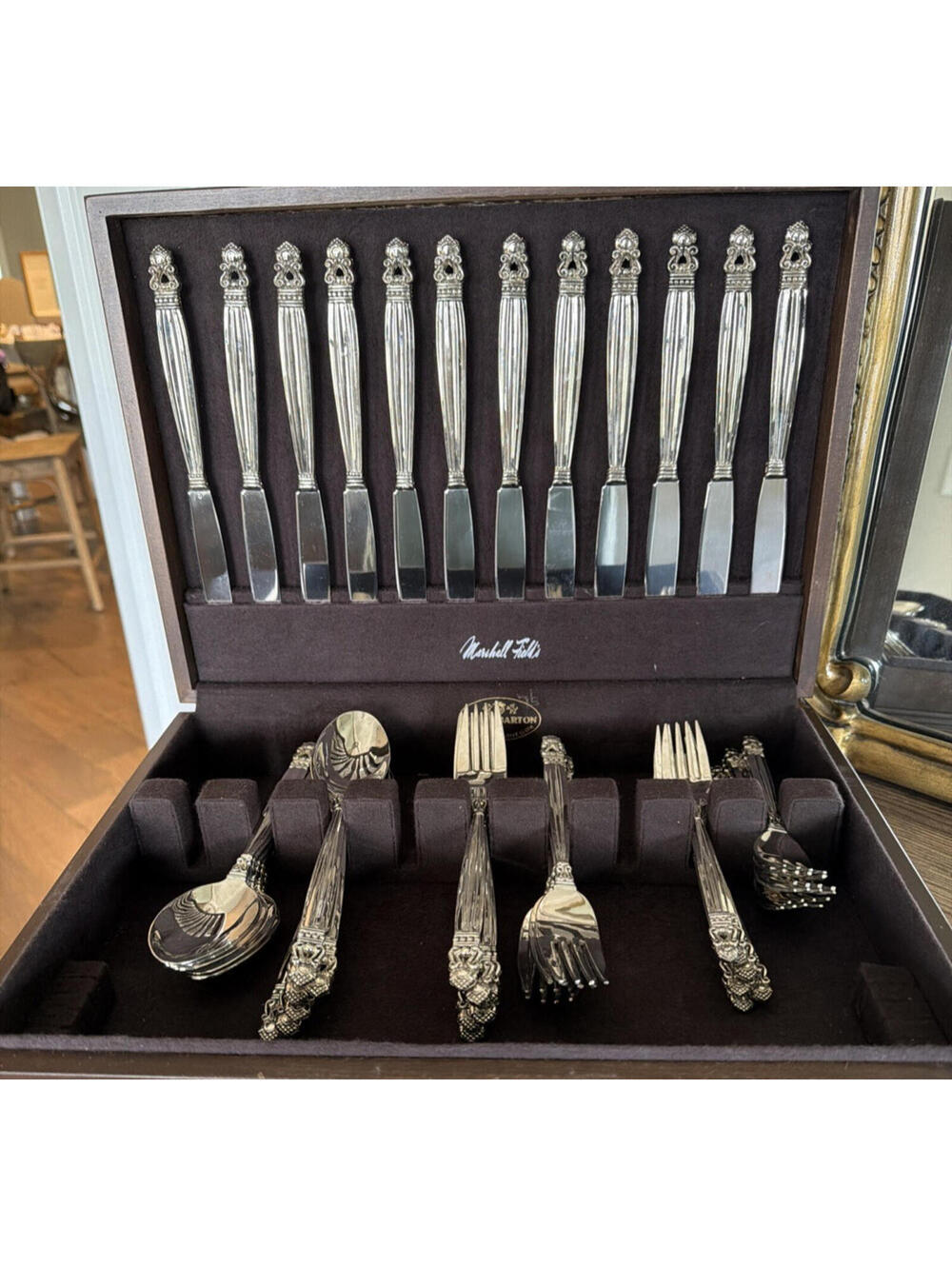 Godinger Olde Copenhagen Silverplate Flatware Set with Chest - Service for 12